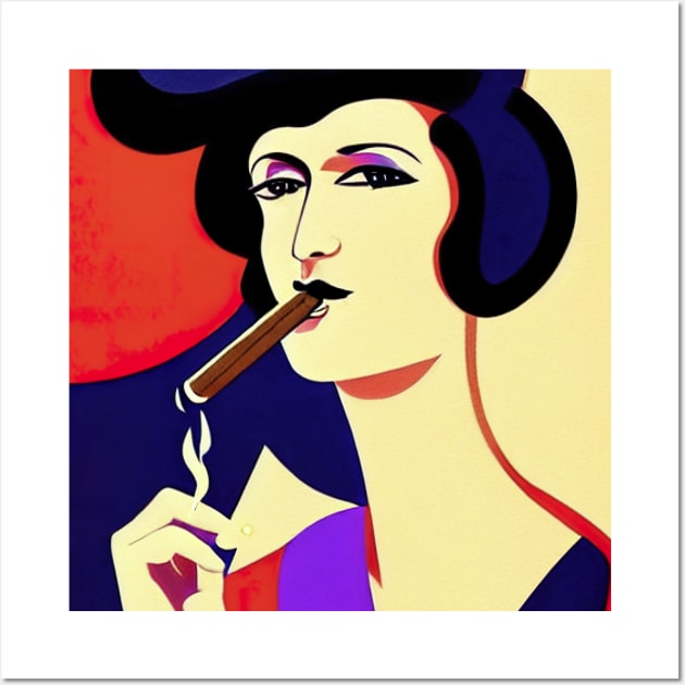 Lady lighting her victory cigar Wall Art by KFX Productions